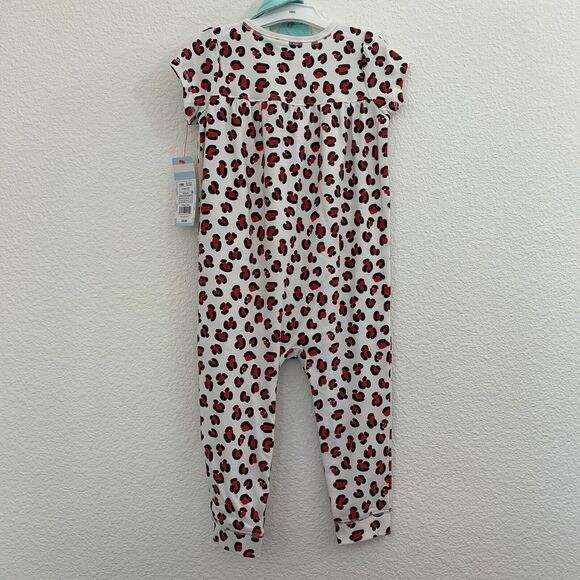 NWT Girls 18M Baby Cat & Jack Two Piece Cat Print Outfit Bib Set Big Cat Cheetah - Picture 4 of 11